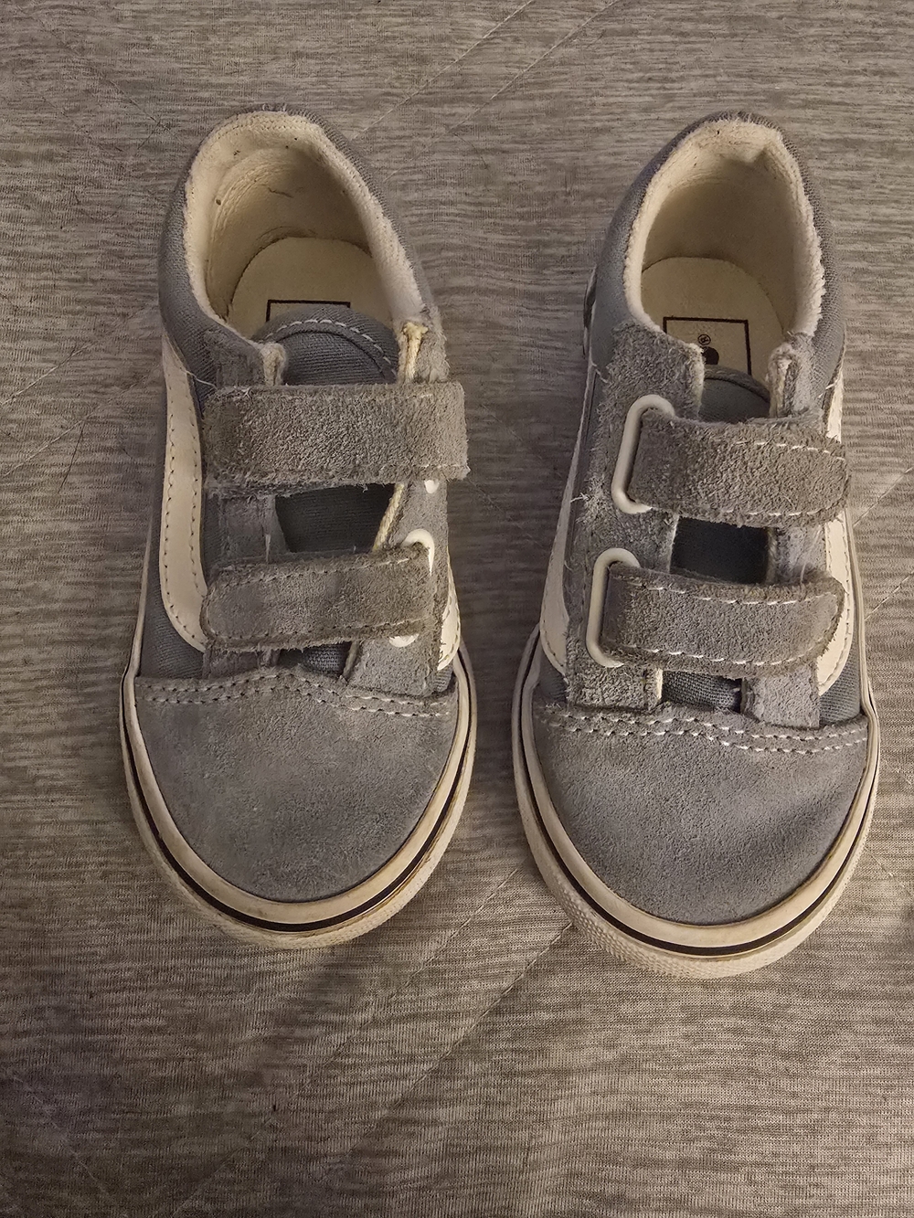Vans Kids Blue Suede Velcro Sneakers with White Stripe